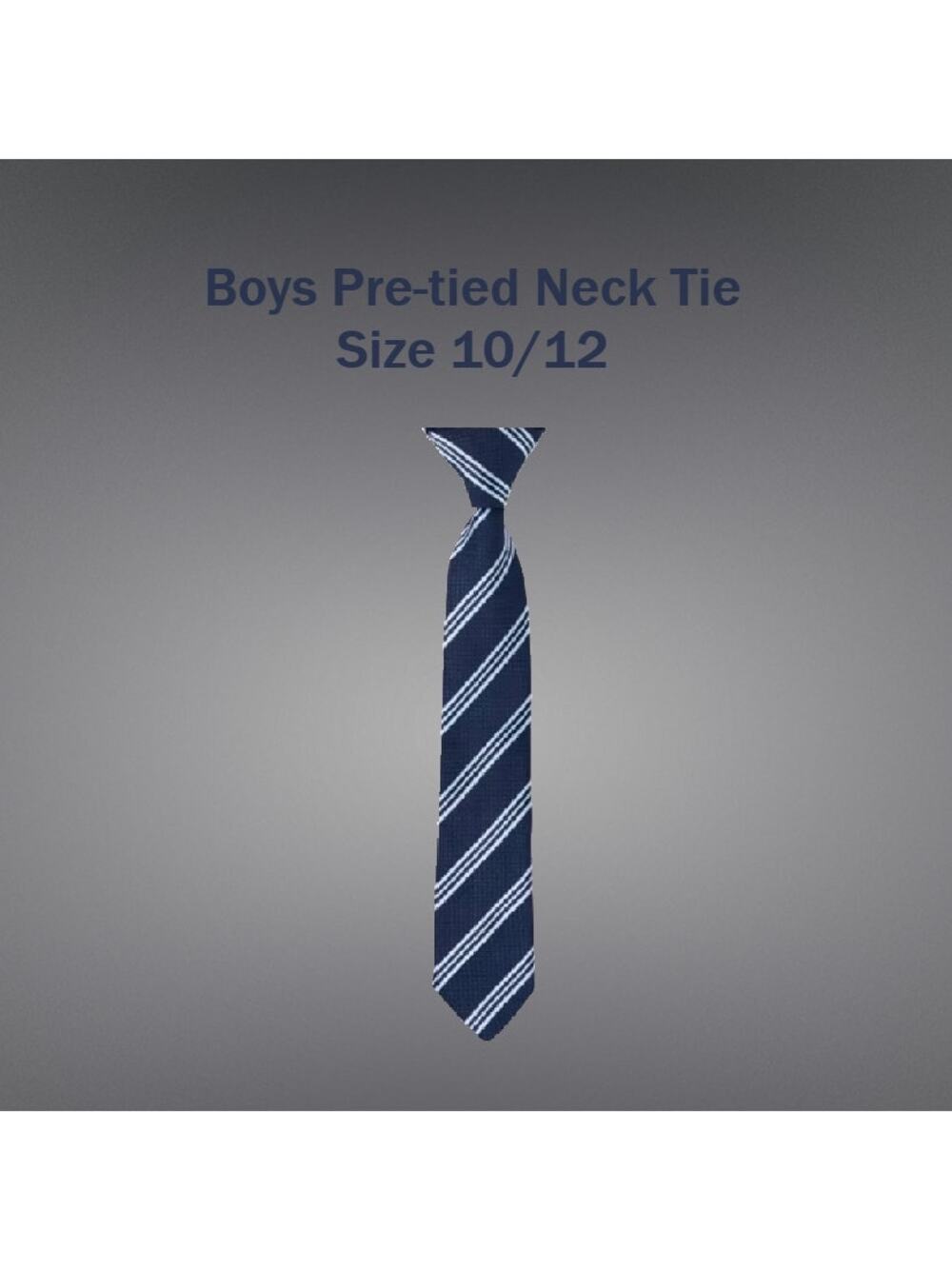 Boys Pre-tied Blue Striped Uniform Tie Size 10/12